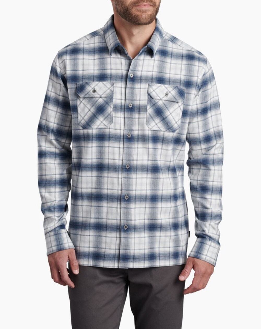 Kuhl Dillingr Flannel Blue Button Down Plaid Shirt Size XXL